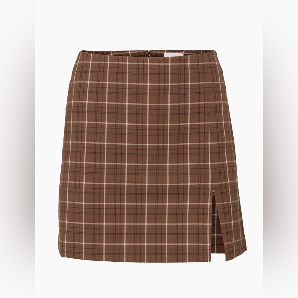 Aritzia Brown Plaid Mini Skirt